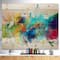 Designart - Brush Stroke Colorful Oil Painting - Contemporary Painting Print on Natural Pine Wood
